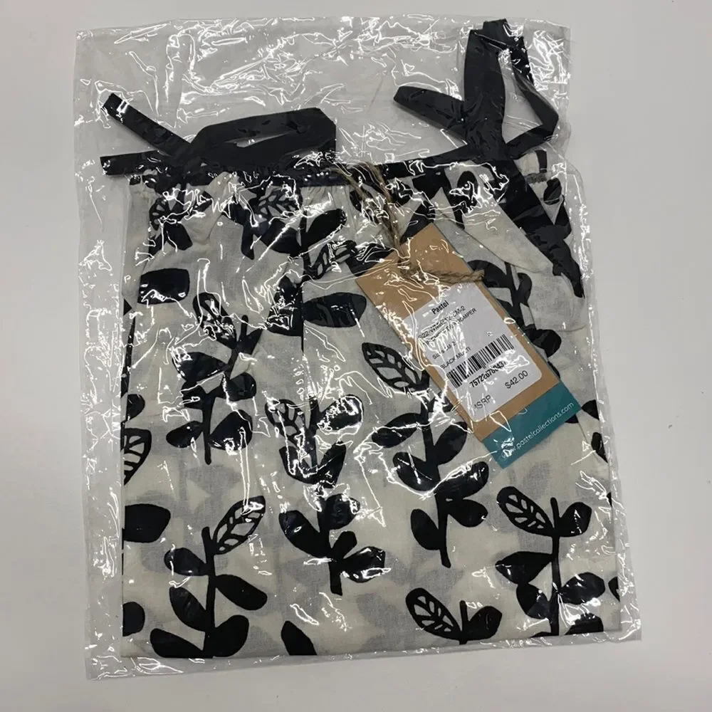 Pastel Tie shoulder Romper tank black/withe girls kids New 100% cotton